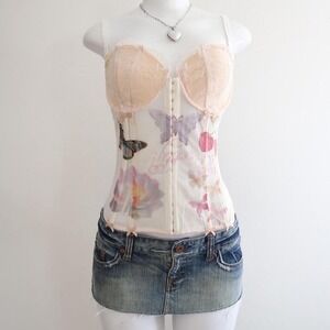 y2k la senza butterfly cherry corset bustier size L